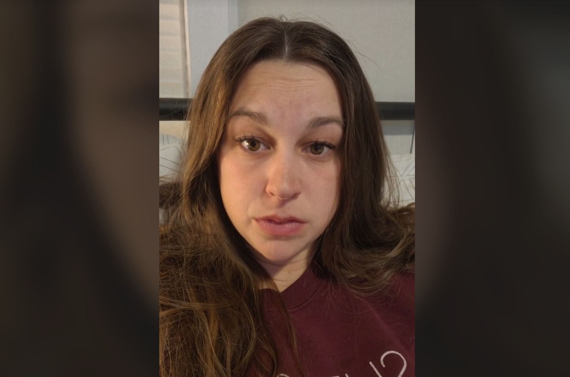 A screenshot of Rachel&#039;s TikTok video revealing that she has cancer (Image via TikTok)
