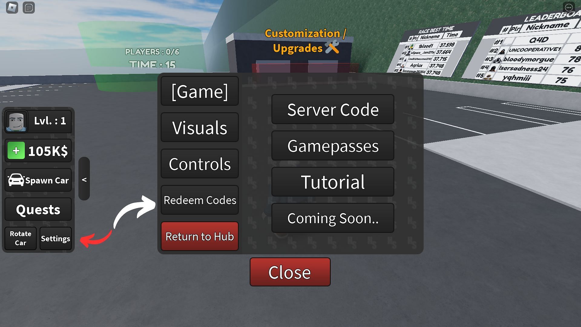 How to redeem codes for Highway Syndicate (Image via Roblox and Sportskeeda)