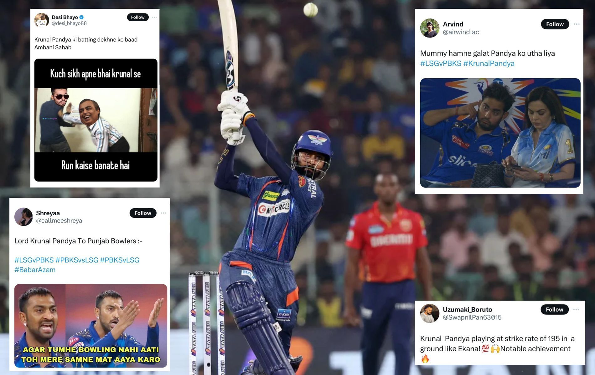 Krunal Pandya remained unbeaten on 43 against PBKS.