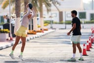 Victoria Azarenka training before her match on the women's tour