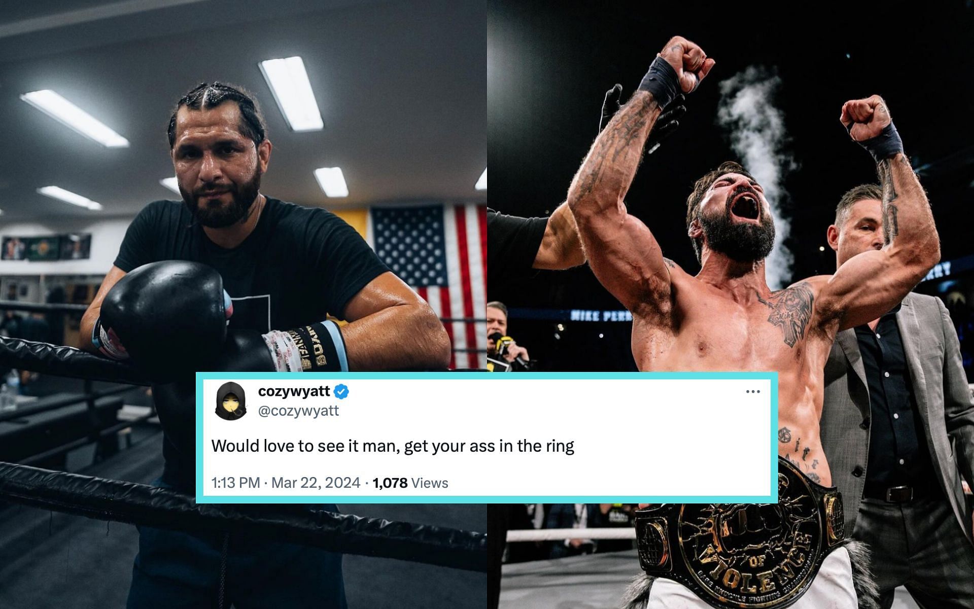 UFC washout tweets claims of wanting to fight Mike Perry (left) and Jorge Masvidal (right) [Photo Courtesy @platinummikeperry and @gamebredfighter on Instagram]