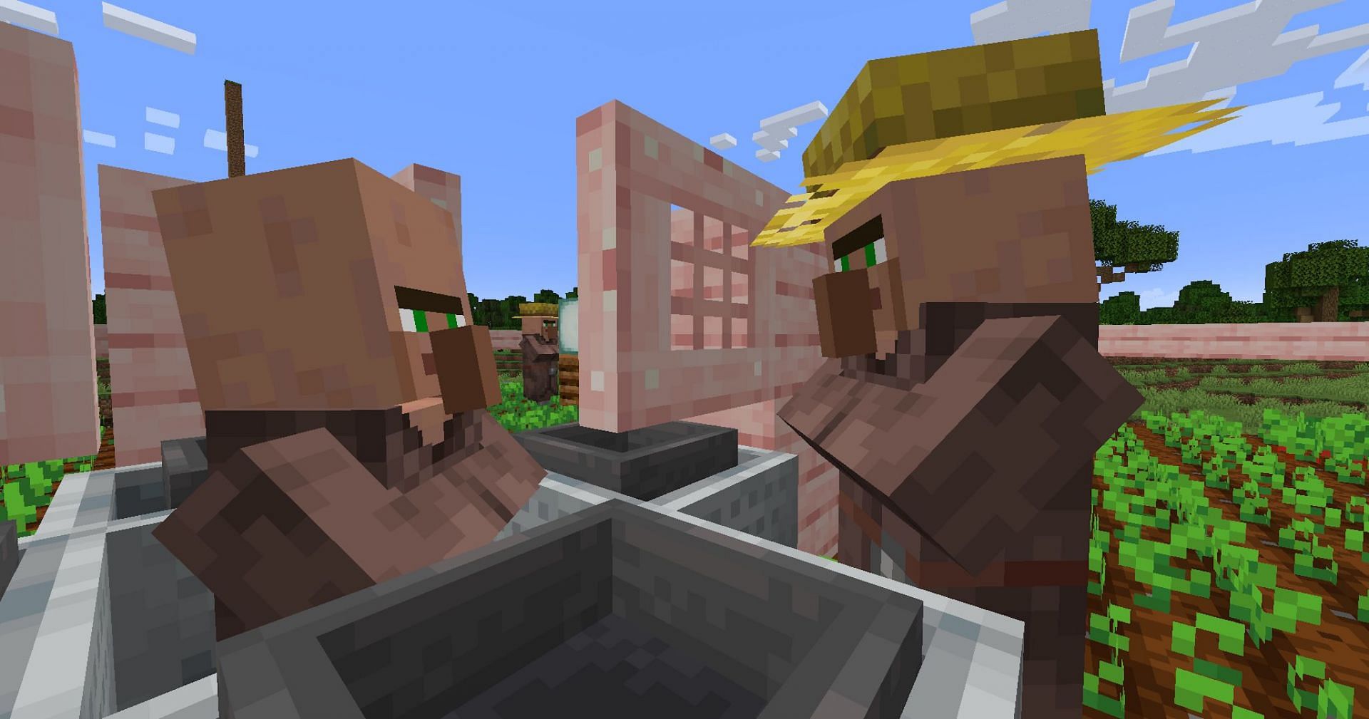 This farm utilizes villager interactions to produce food (Image via Mojang)