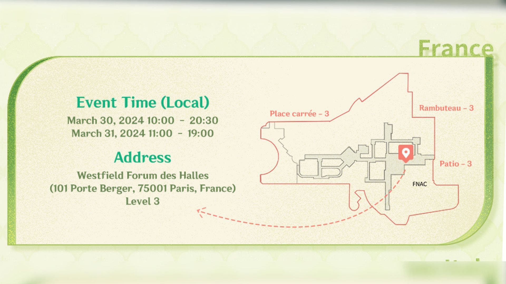 France event time and address (Image via HoYoverse)