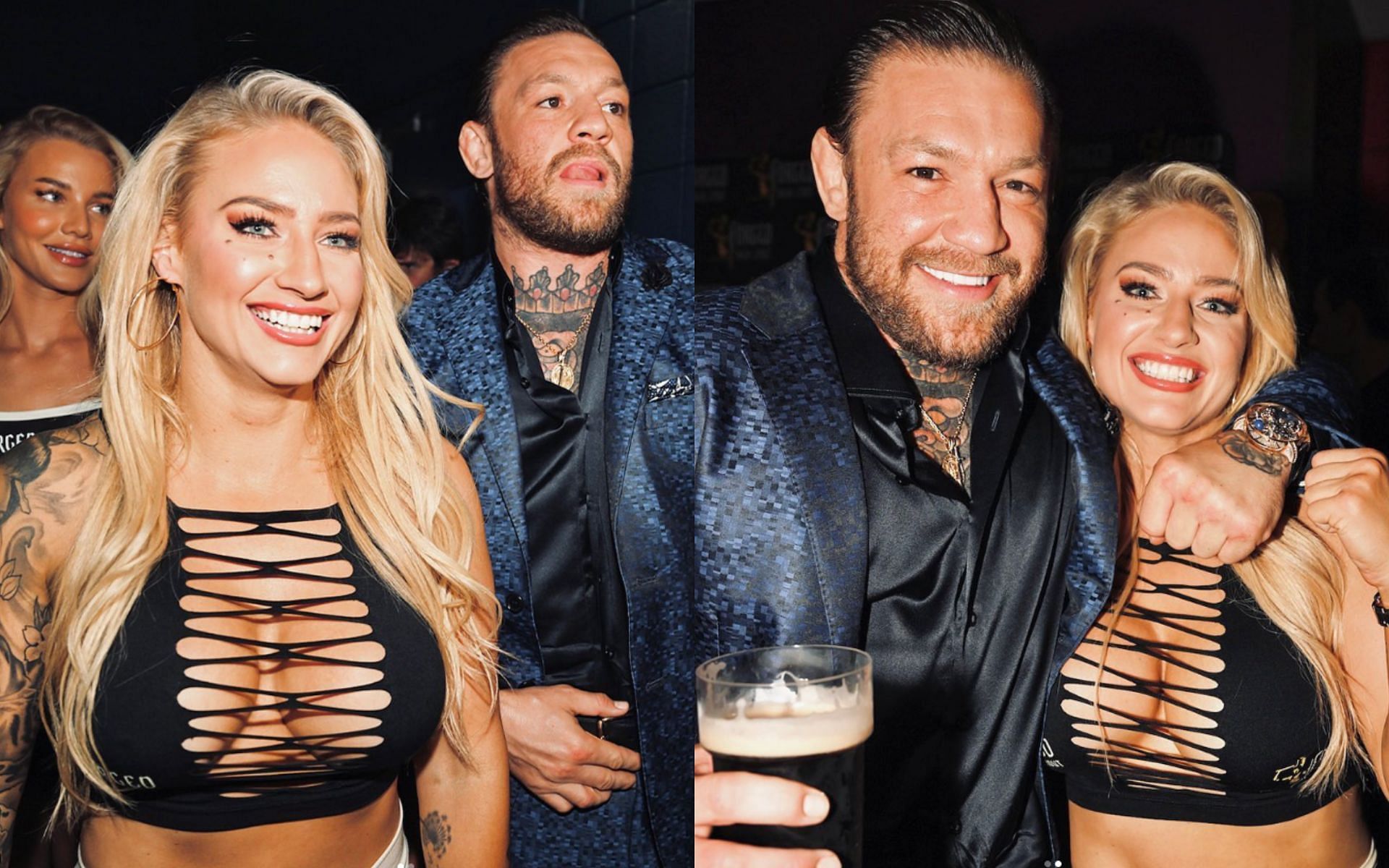 Ebanie Bridges defends her friend Conor McGregor (both pictured left and right) from fan