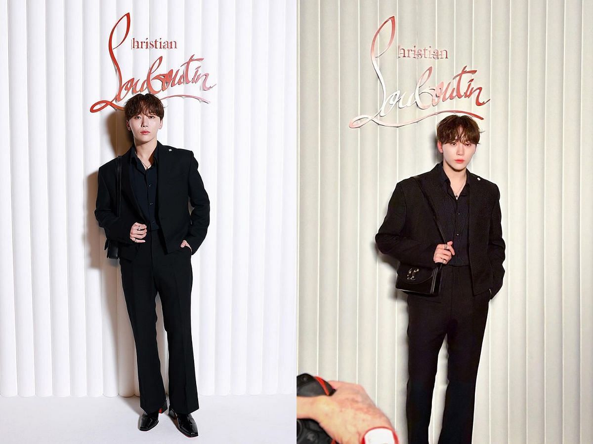 Seventeen&rsquo;s Seungkwan&rsquo;s look for Christian Louboutin Paris Fashion Week (Image via @louboutinworld/@pledis_boos/Instagram)