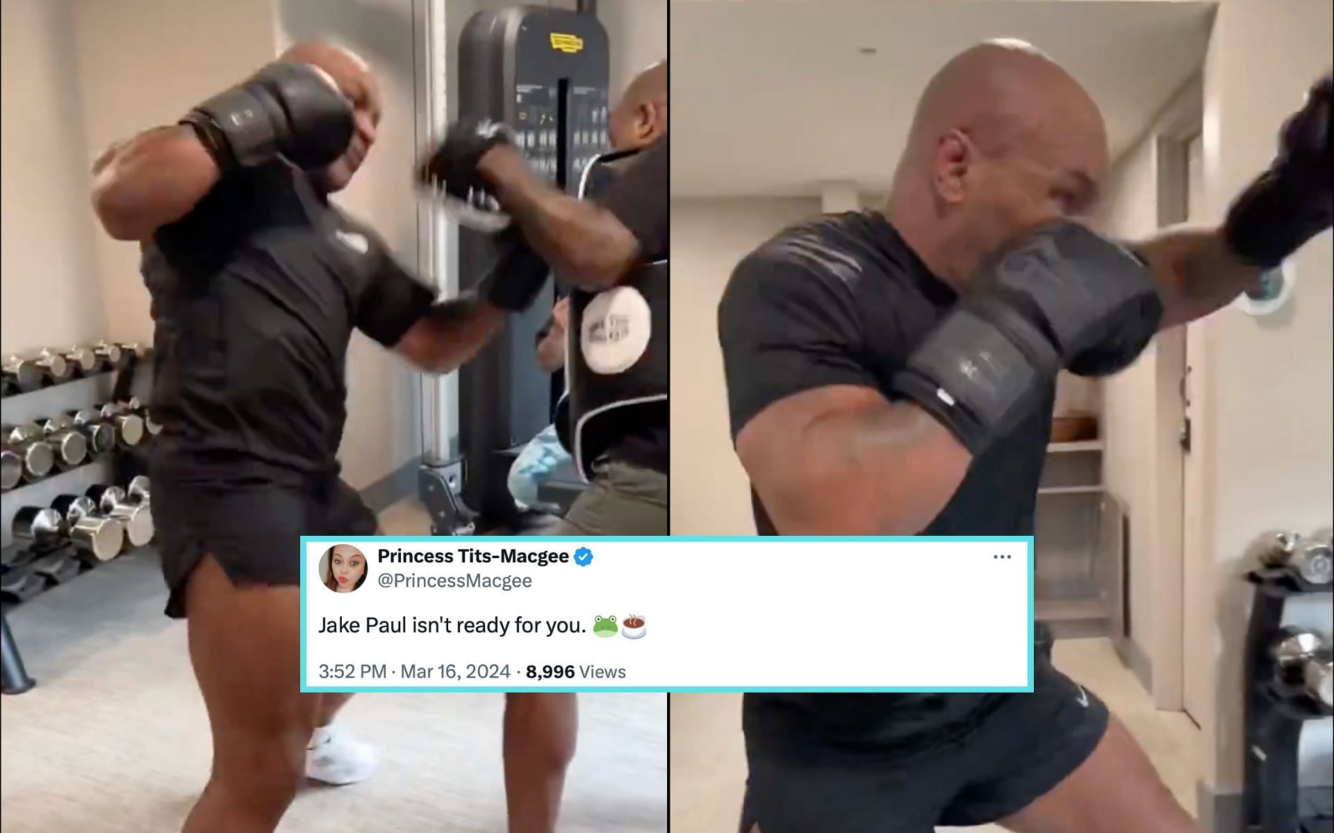 Fans react to Mike Tyson posting videos of his recent training sessions [Photo Courtesy @miketyson on X]