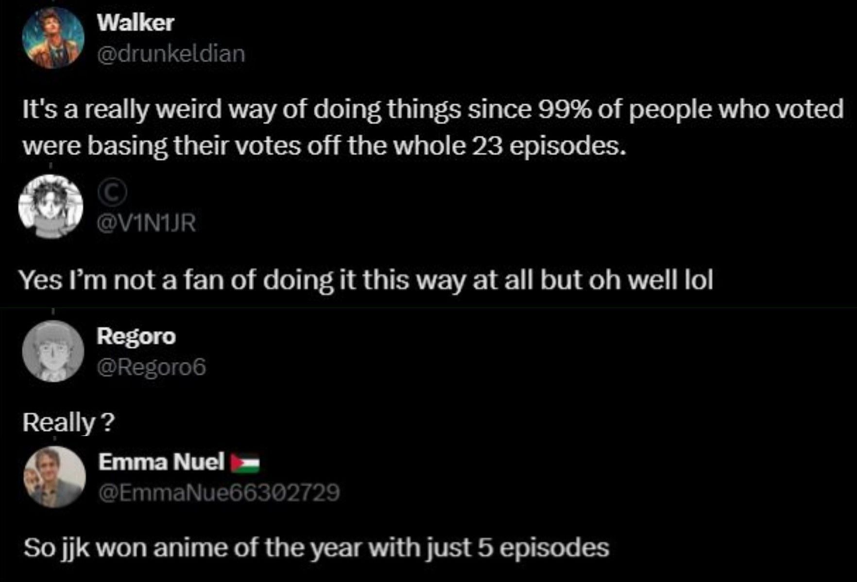 Fans were not happy with the way Crunchyroll handled the award distribution (Screengrab via X)