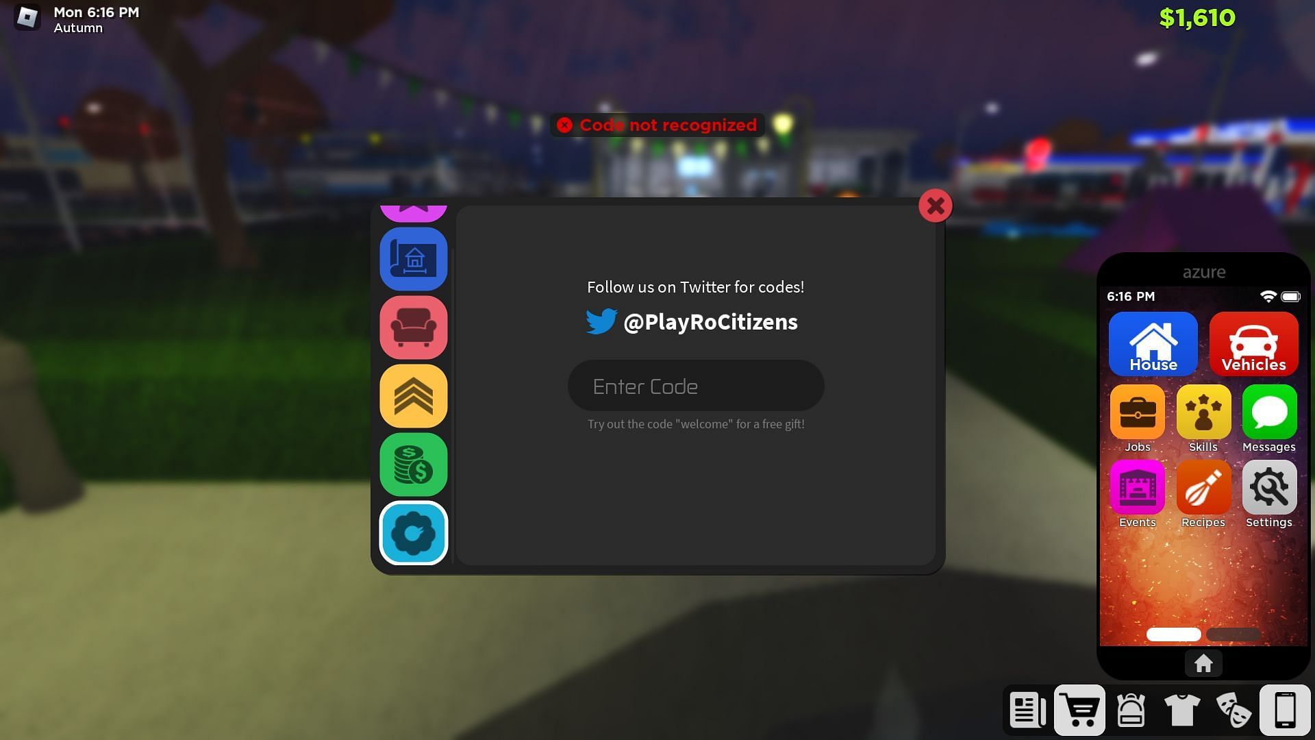 Troubleshooting codes for RoCitizens (Image via Roblox)