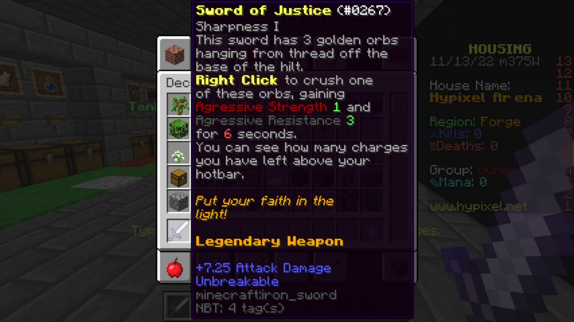 Lore can be added to any item using commands (Image via Hypixel Forums)
