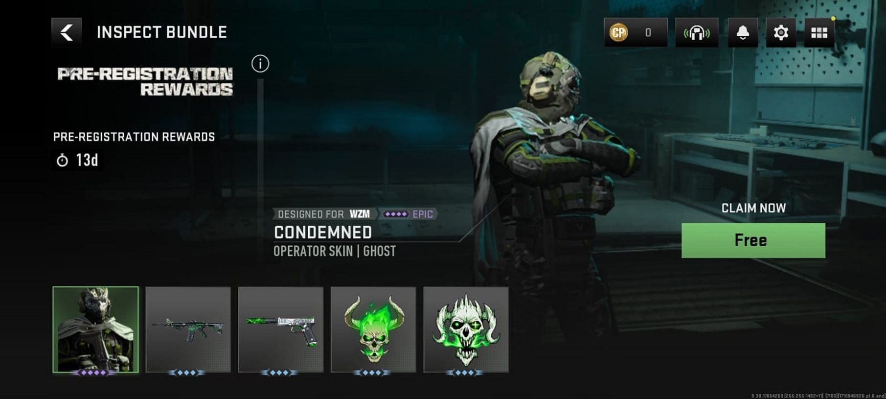 Ghost Condemned Operator skin from Call of Duty: Warzone Mobile. (Image via Activision)