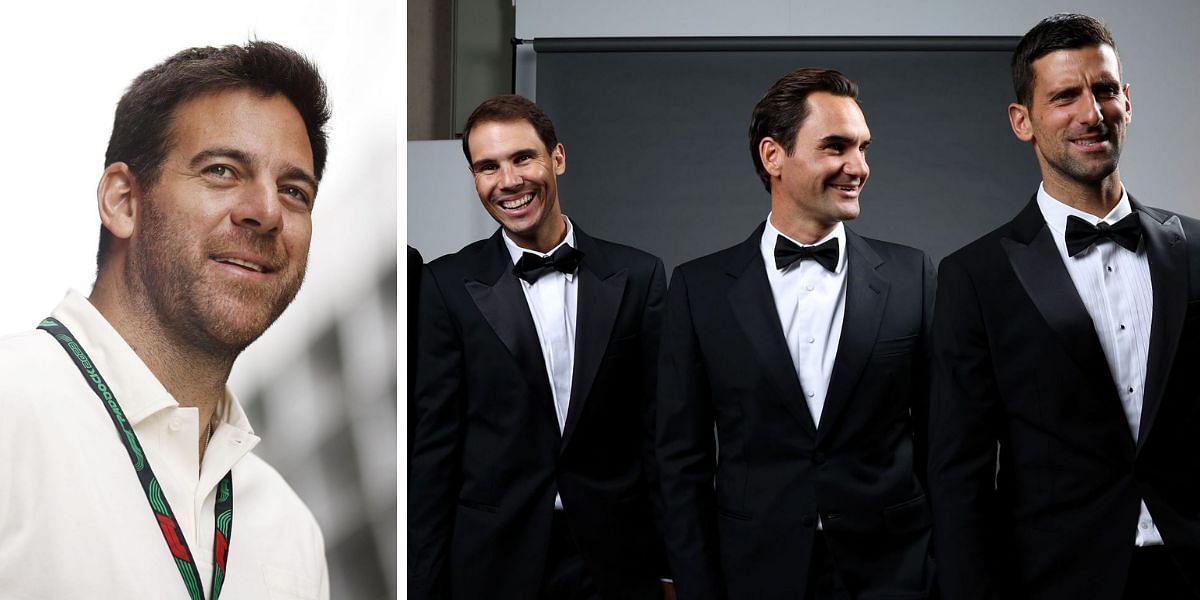 Juan Martin Del Potro (Right) Rafael Nadal, Roger Federer and Novak Djokovic