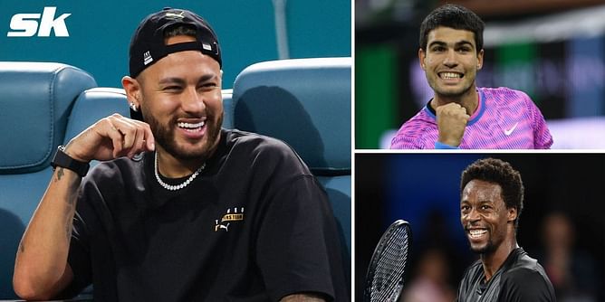 WATCH: Carlos Alcaraz and Gael Monfils impress Neymar with their showmanship during Miami Open 3R clash, earn his applause