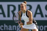 Maria Sakkari in action during her fourth-round match at Indian Wells 2024.