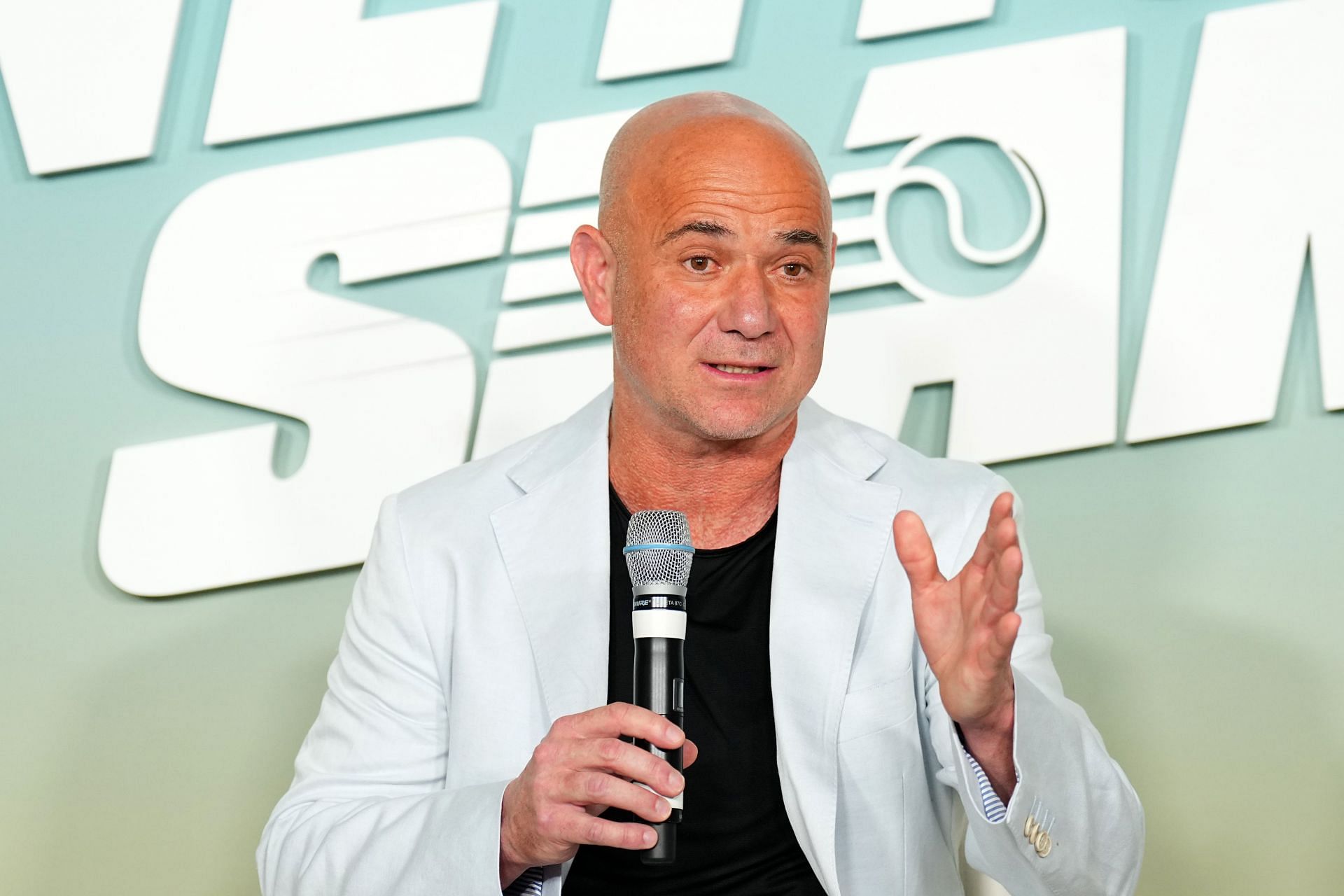 Andre Agassi at The Netflix Slam&#039;s Media Availability event