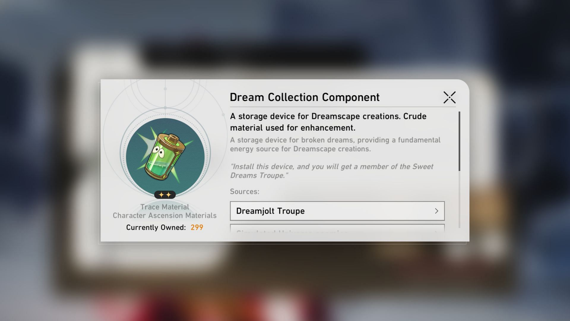 Dream Collection Component (Image via HoYoverse)