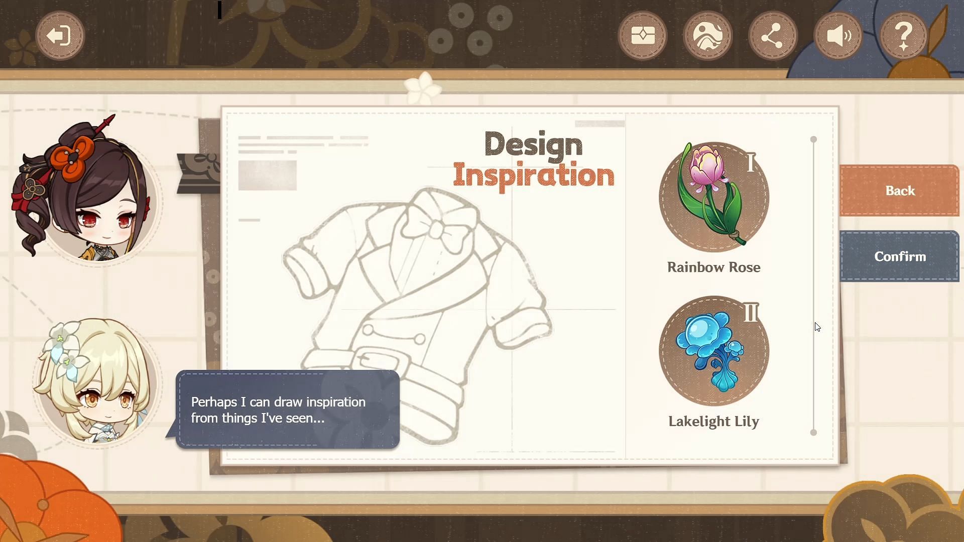 Select any inspiration for the design (Image via HoYoverse)
