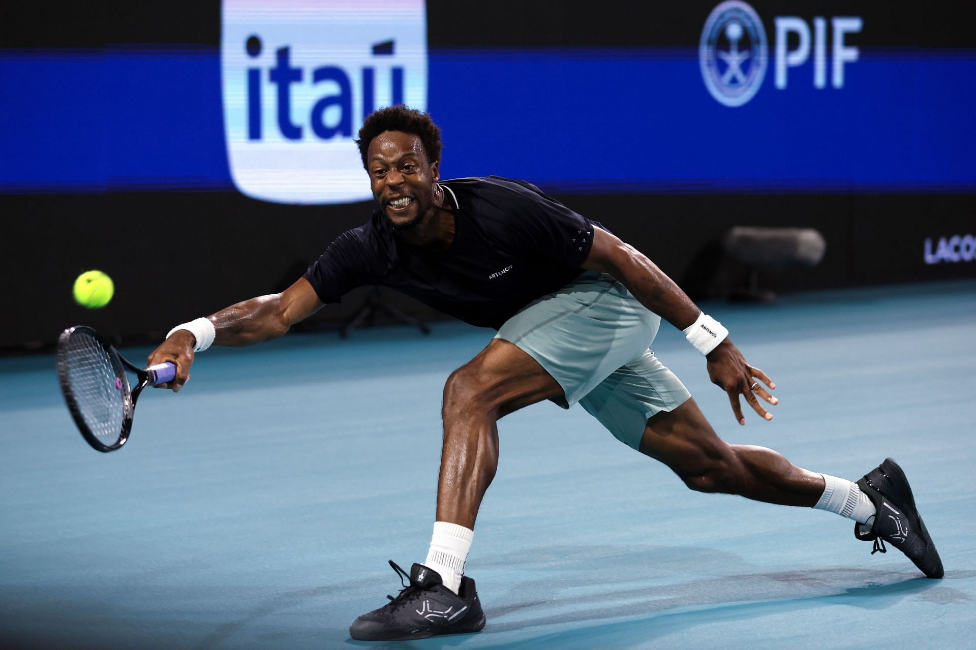 Gael Monfils in action at the Miami Open