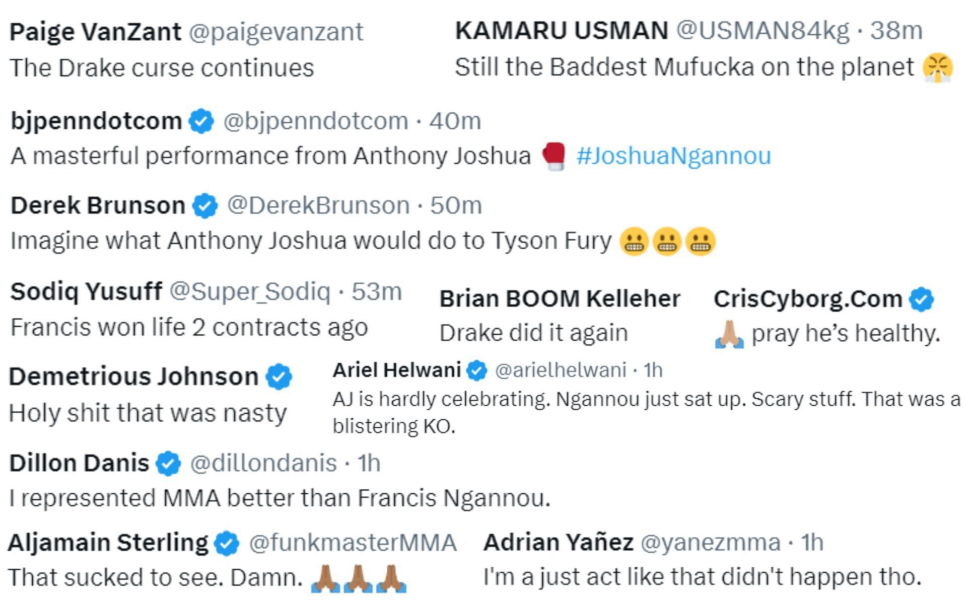 Fellow fighters react to Francis Ngannou&#039;s KO loss