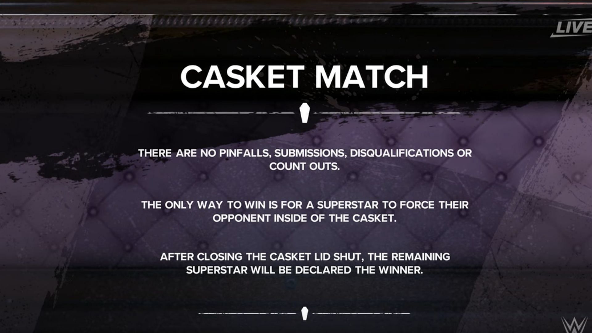Rules of Casket Match in WWE 2K24 (Image via YouTube/AJ4Games)