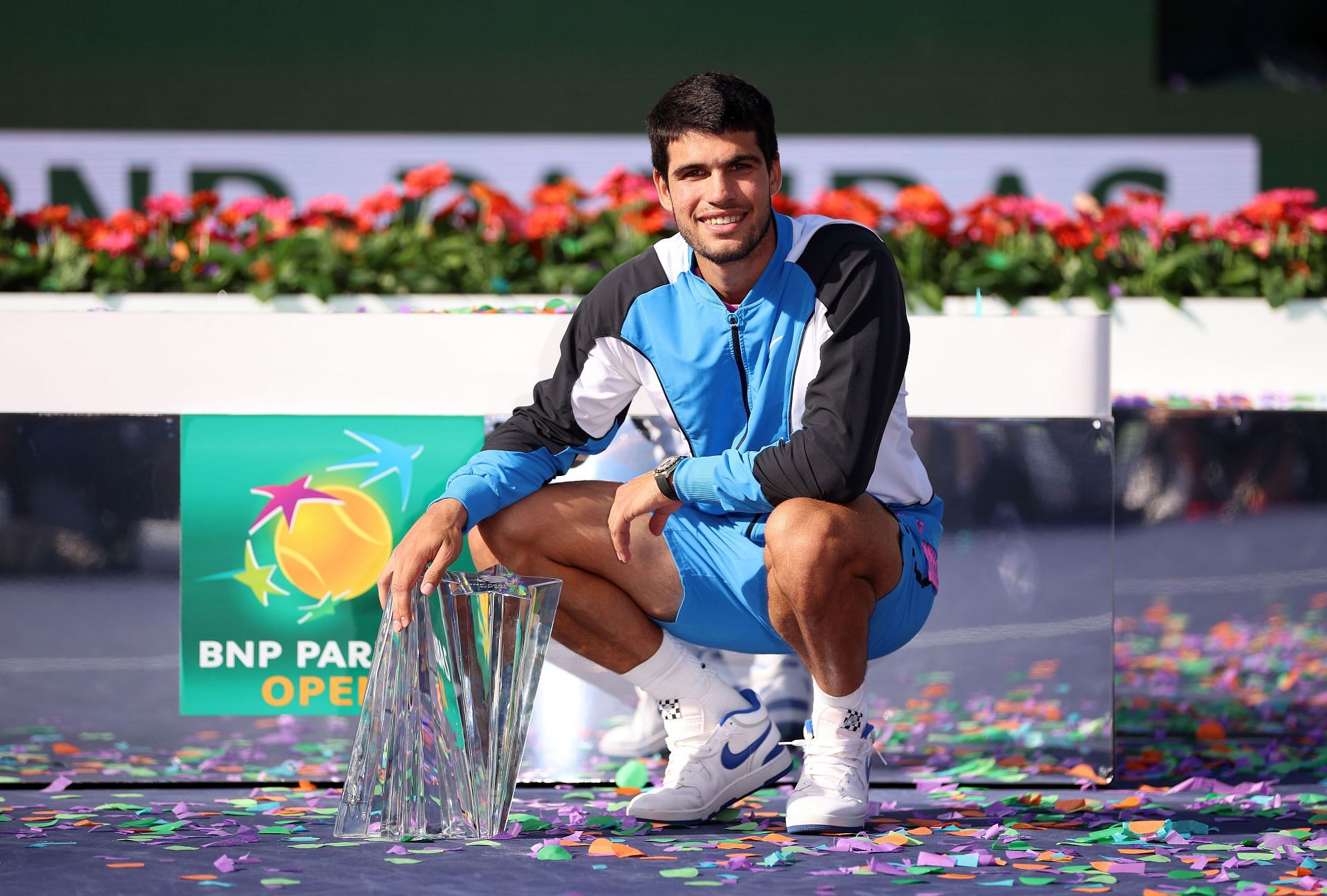 Carlos Alcaraz pictured at the BNP Paribas Open 2024 in Indian Wells