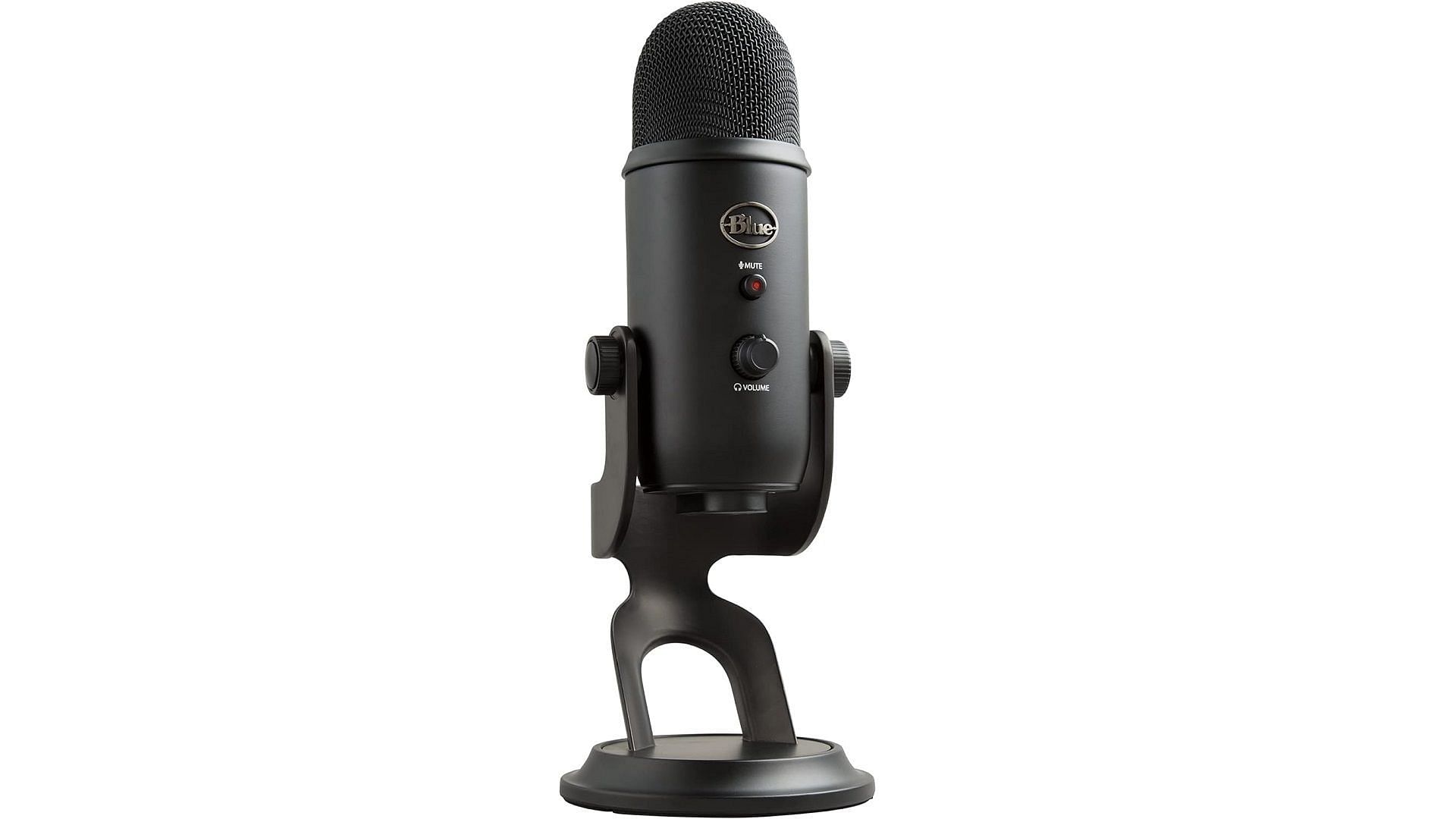 Blue Yeti Microphone in its table mount (Image via Amazon)