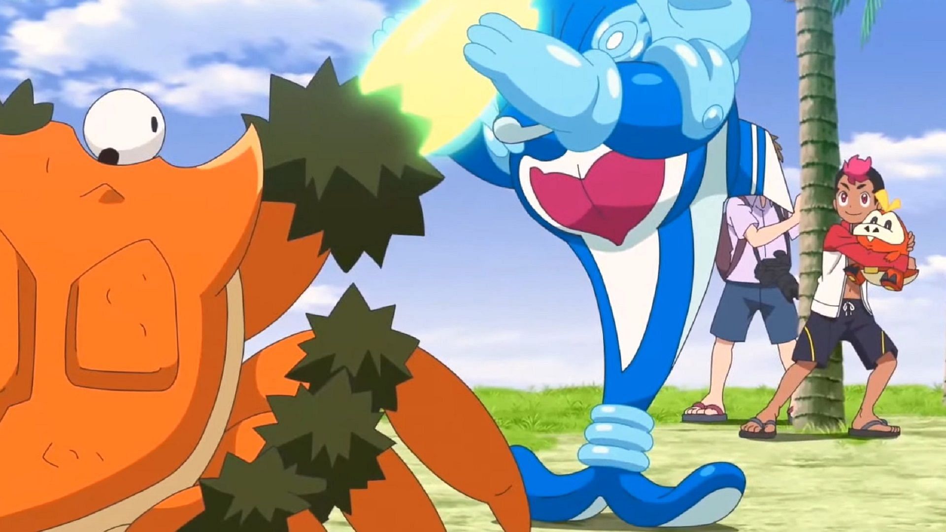 Palafin battles the Klawf in Pokemon Horizons Episode 42 (Image via The Pokemon Company)