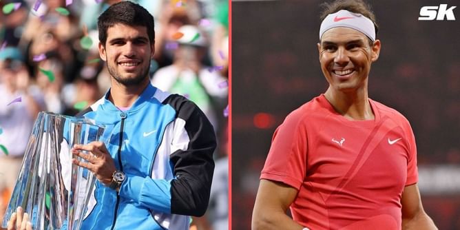 Rafael Nadal congratulates Carlos Alcaraz after Spaniard breezes past Daniil Medvedev to successfully defend Indian Wells title