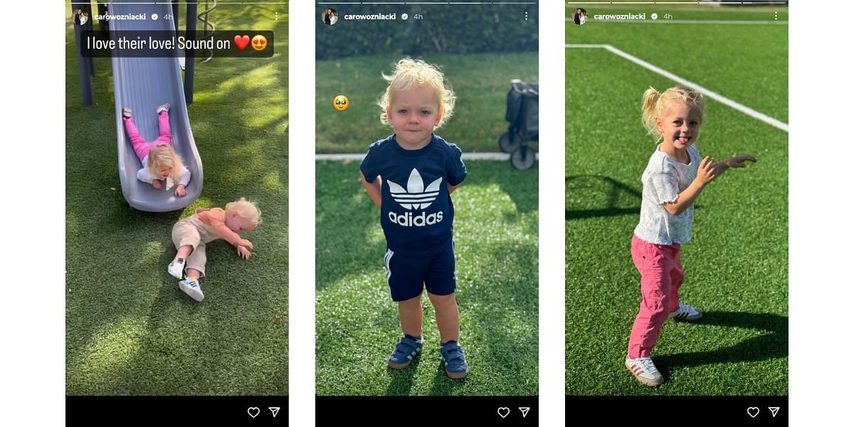 Screenshots of Caroline Wozniacki&#039;s recent Instagram stories.