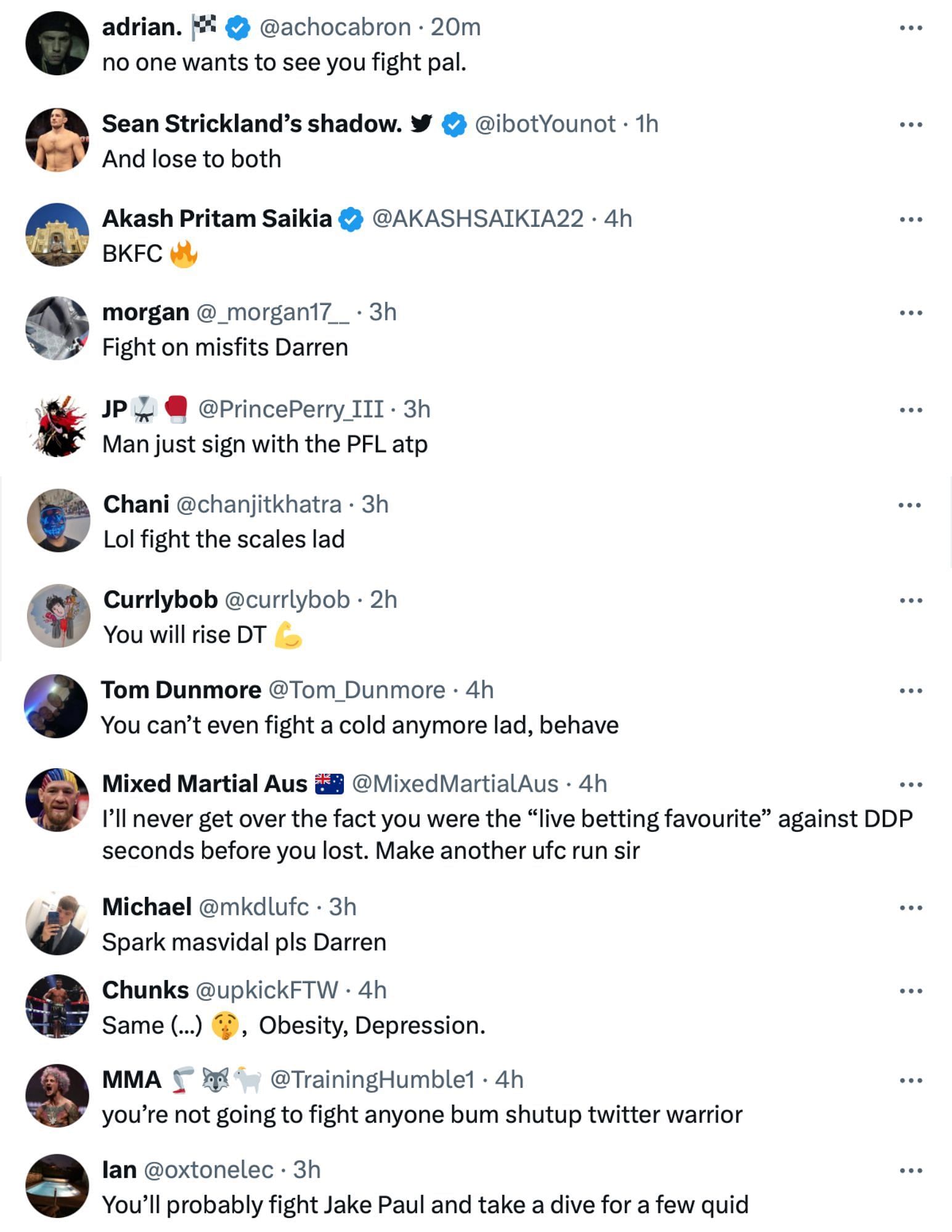 Fans react to Darren Till claiming he will fight Mike Perry and Jorge Masvidal in 2024 [via @darrentill2 on X]