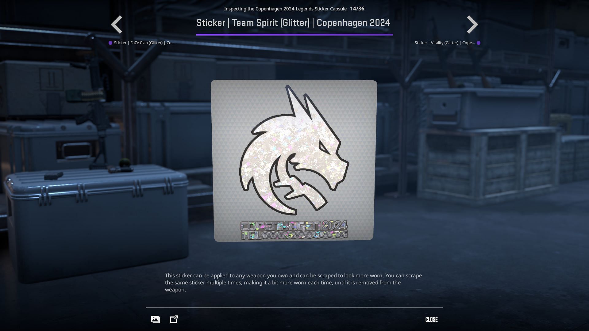Team Spirit glitter sticker (Image via Valve)