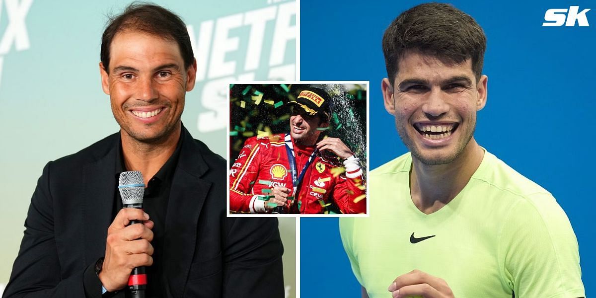 Rafael Nadal and Carlos Alcaraz congratulate F1 star Carlos Sainz on Spaniard