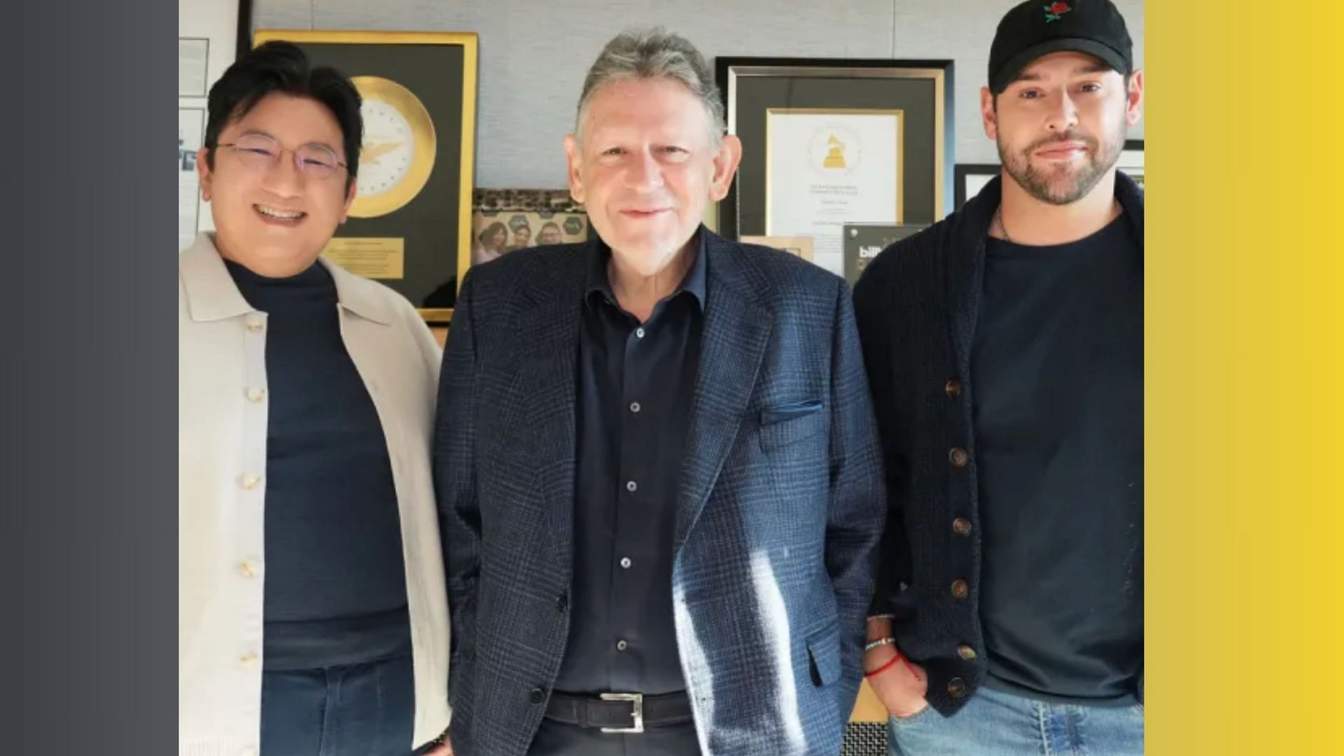 Bang Si-hyuk, Lucian Grainge, and Scooter Braun (Image via Instagram/@scooterbraun)