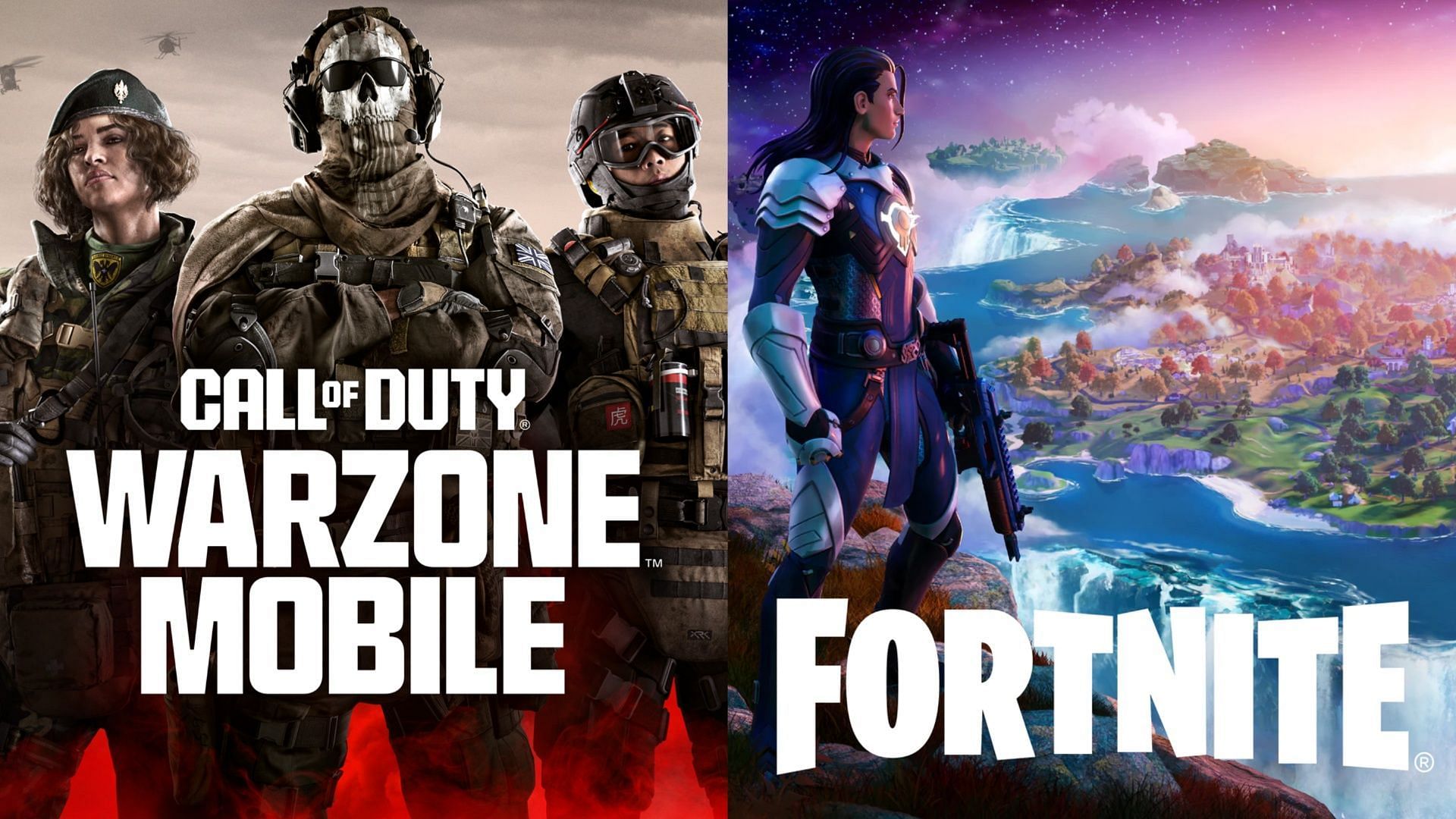 Warzone Mobile on the left and Fortnite Mobile on the right