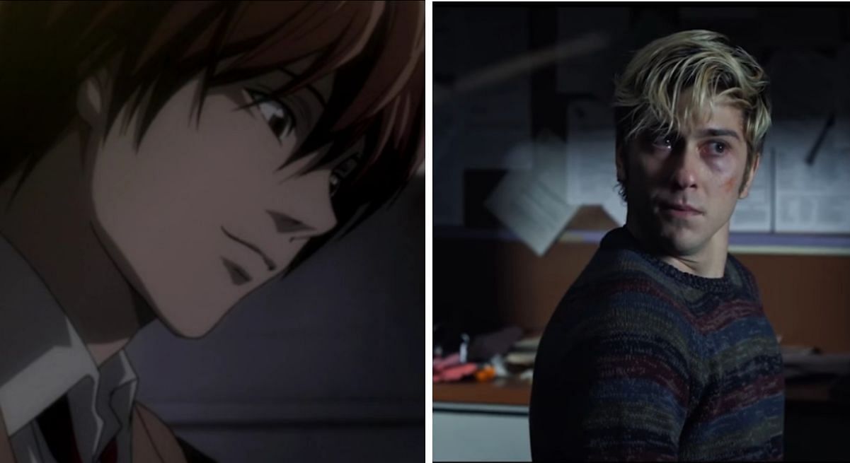 Light in the Death Note anime vs. Netflix&#039;s live-action movie (Image via Studio Madhouse/Netflix)