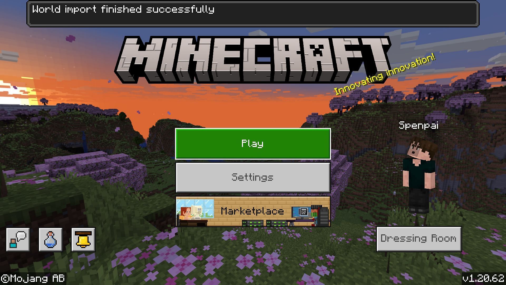 Opening an .mcpack file in Bedrock will provide a message that it has been imported successfully. (Image via Mojang)