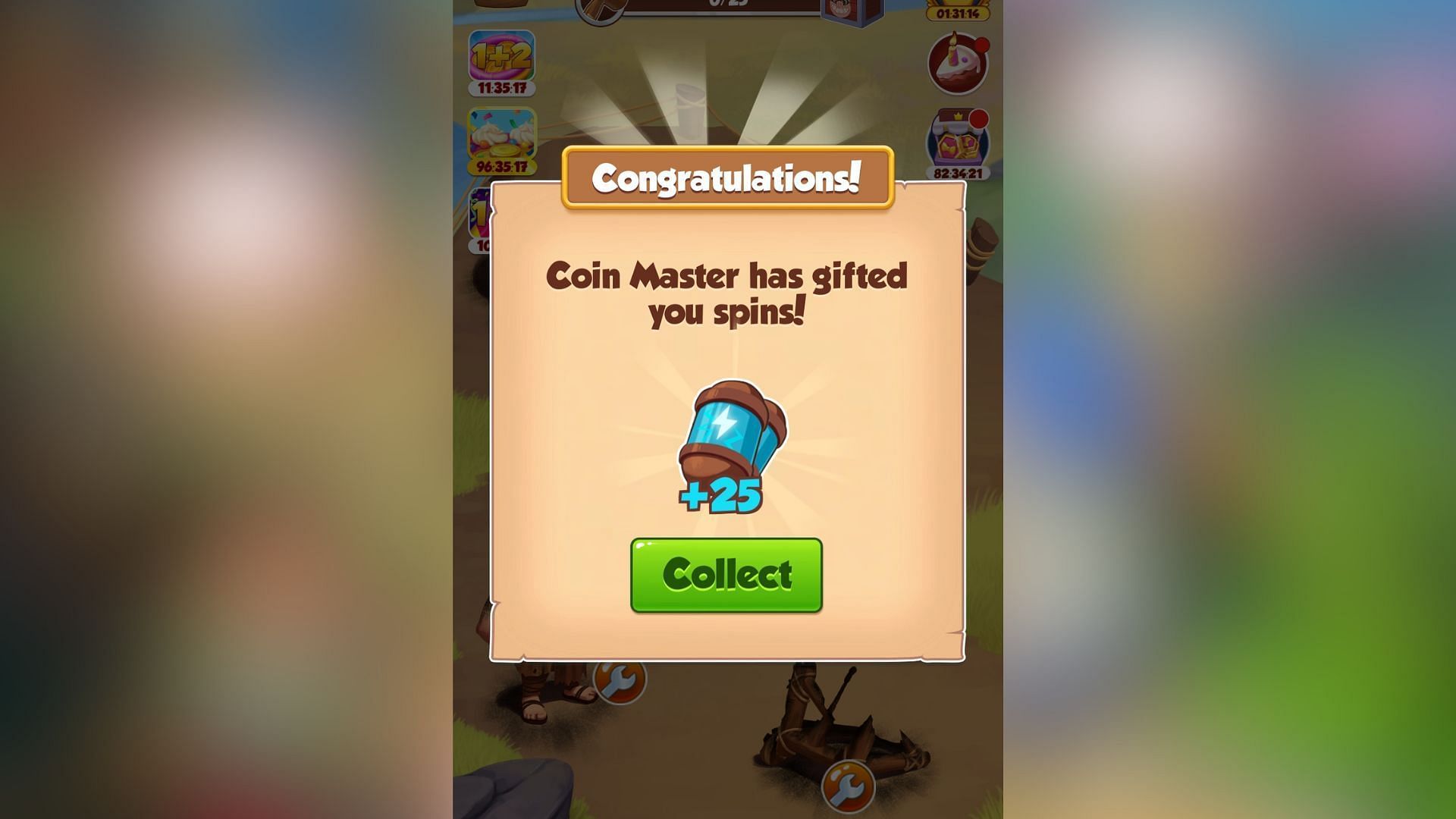 Tap the Collect button to claim free spins and coins (Image via Moon Active)