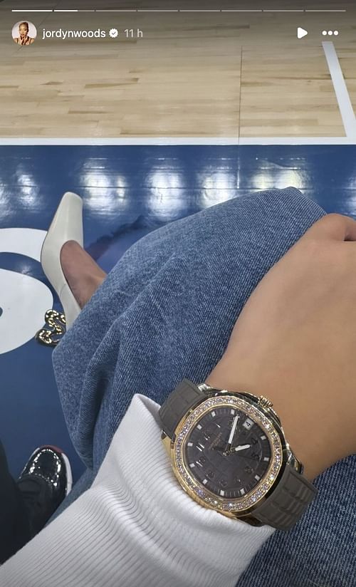 Karl-Anthony Towns' girlfriend, Jordyn Woods, styles $85244 Patek Philippe courtside at Wolves game