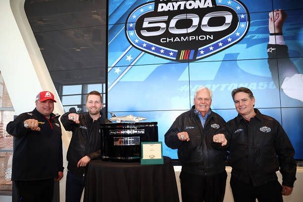 William Byron celebrates Daytona 500 victory with team owners