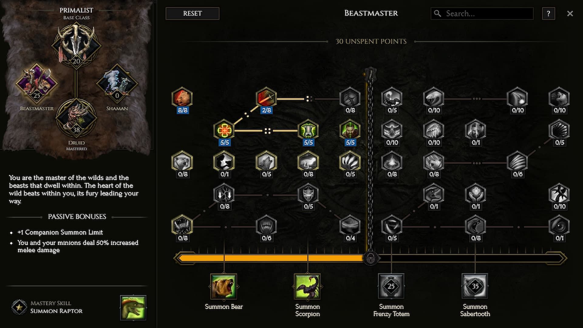 Beastmaster passive tree in Last Epoch (Image via Eleventh Hour Games || lastepochtools.com)