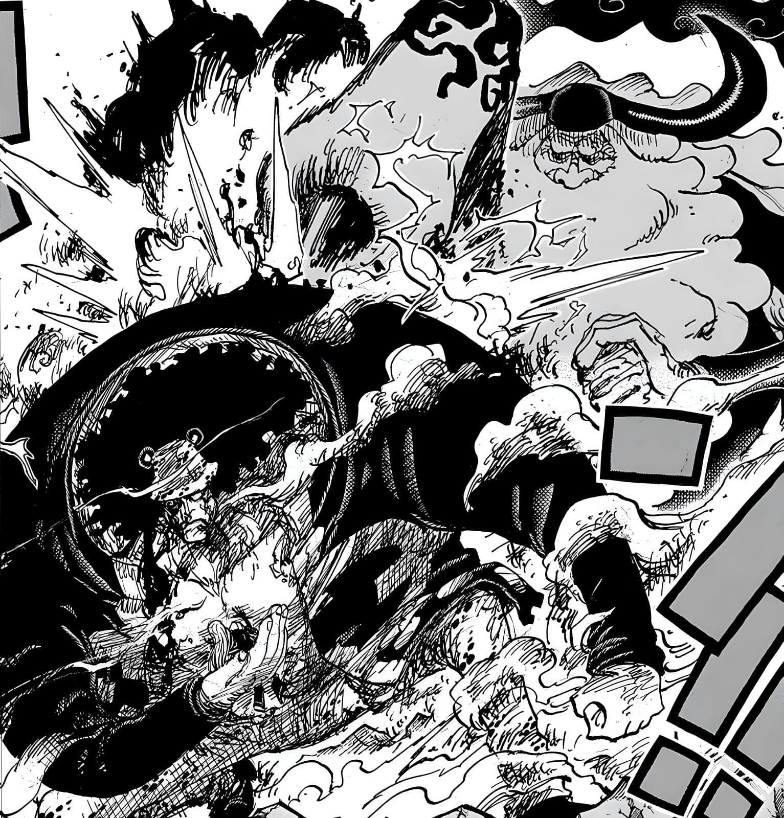 Kuma saving Bonney from Kizaru in One Piece chapter 1103 (Image via Eiihciro Oda/Shueisha)