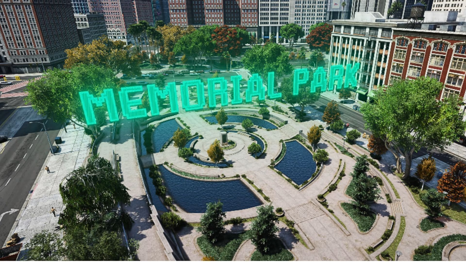 Aerial shot of the Memorial Park (Image via YouTube/nopixel)