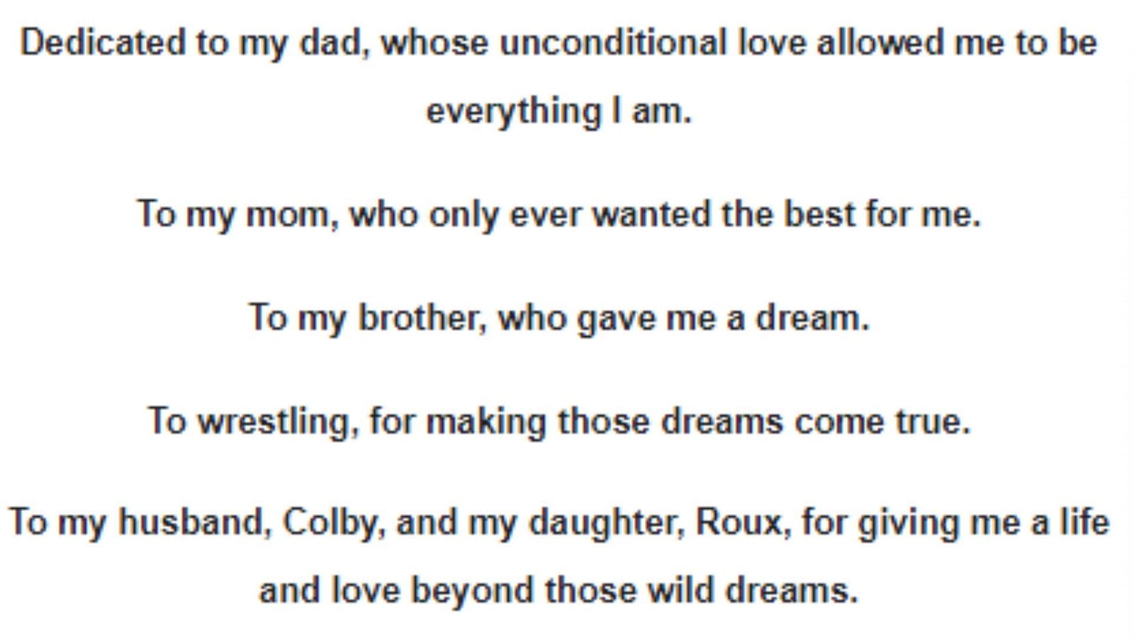 Who has Becky Lynch dedicated her book 