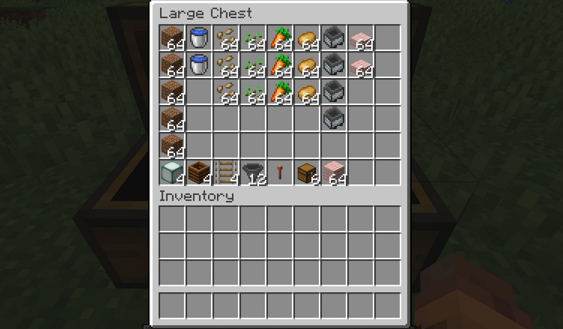 An example of the materials needed to construct the farm (Image via Mojang)