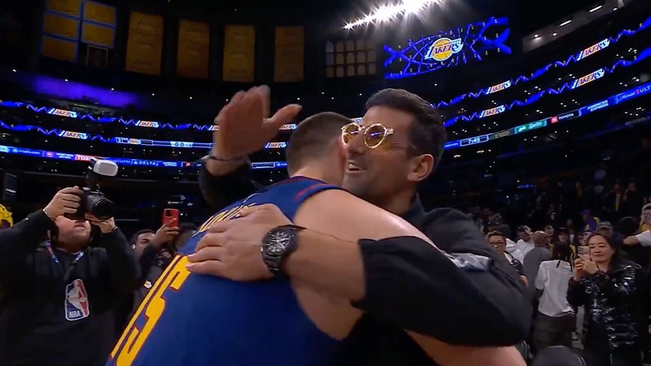 WATCH Novak Djokovic greets Nikola Jokic courtside vs Lakers