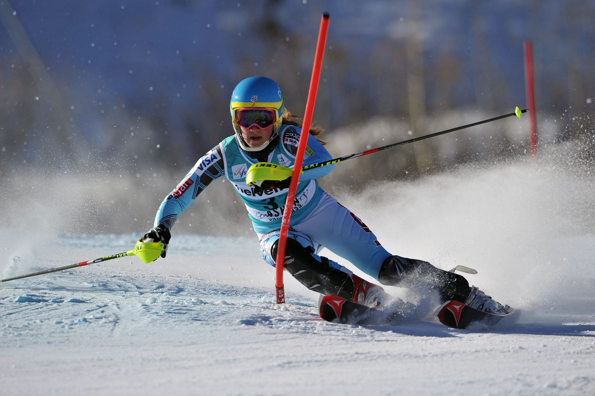 Mikaela Shiffrin of the USA takes 8th place, during the Audi FIS Alpine Ski World Cup Women&#039;s Slalom on November 27, 2011 in Aspen, Colorado. (Photo by Francis Bompard/Agence Zoom/Getty Images)