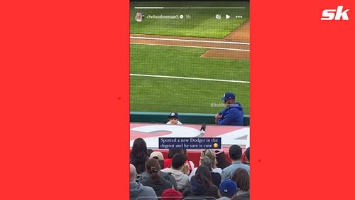 Chelsea Freeman captured her son Charlie in the dugout alongside his dad Freddie