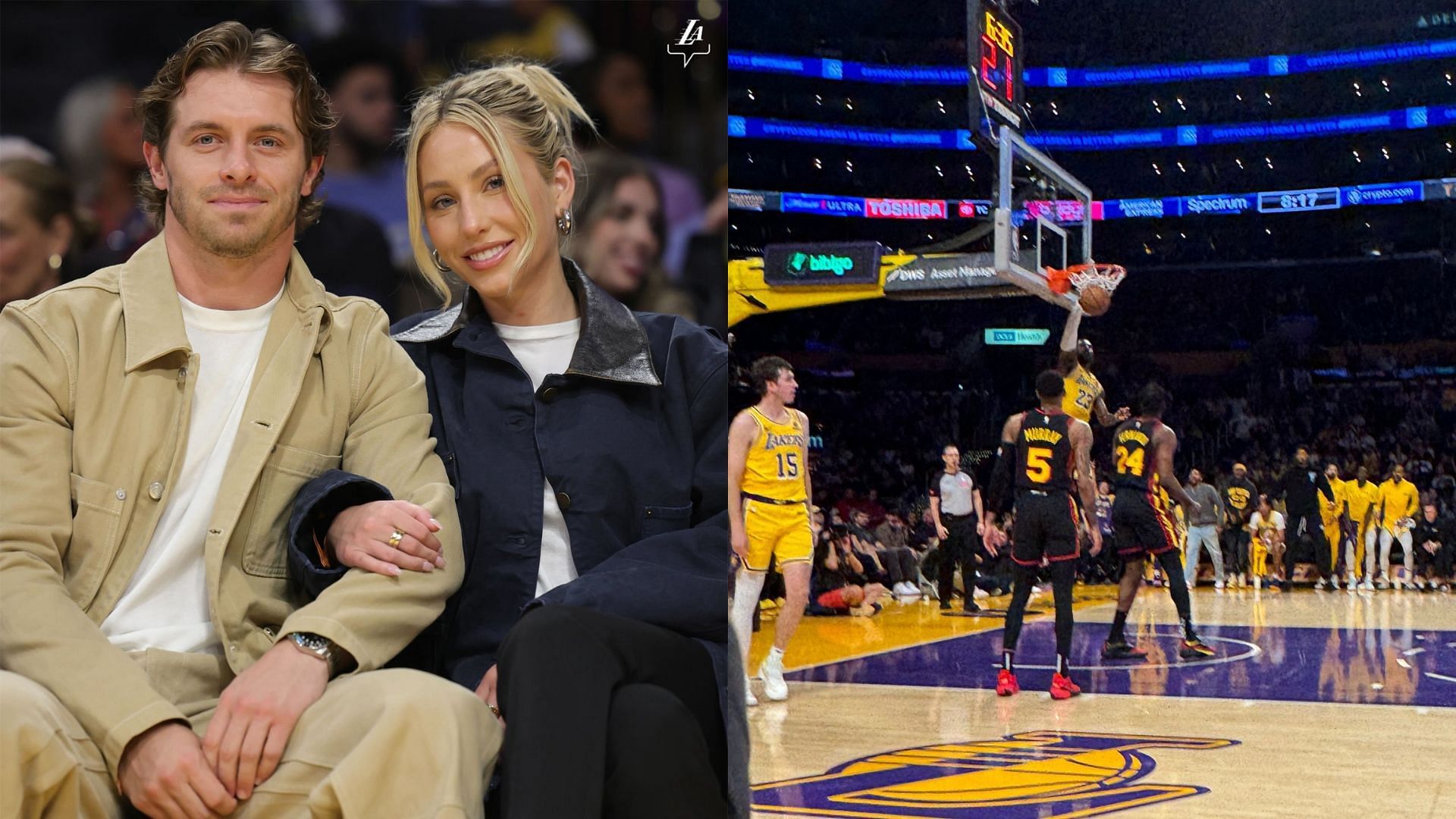 Braxton Berrios and Alex Earle watch the Los Angeles Lakers host the Atlanta Hawks