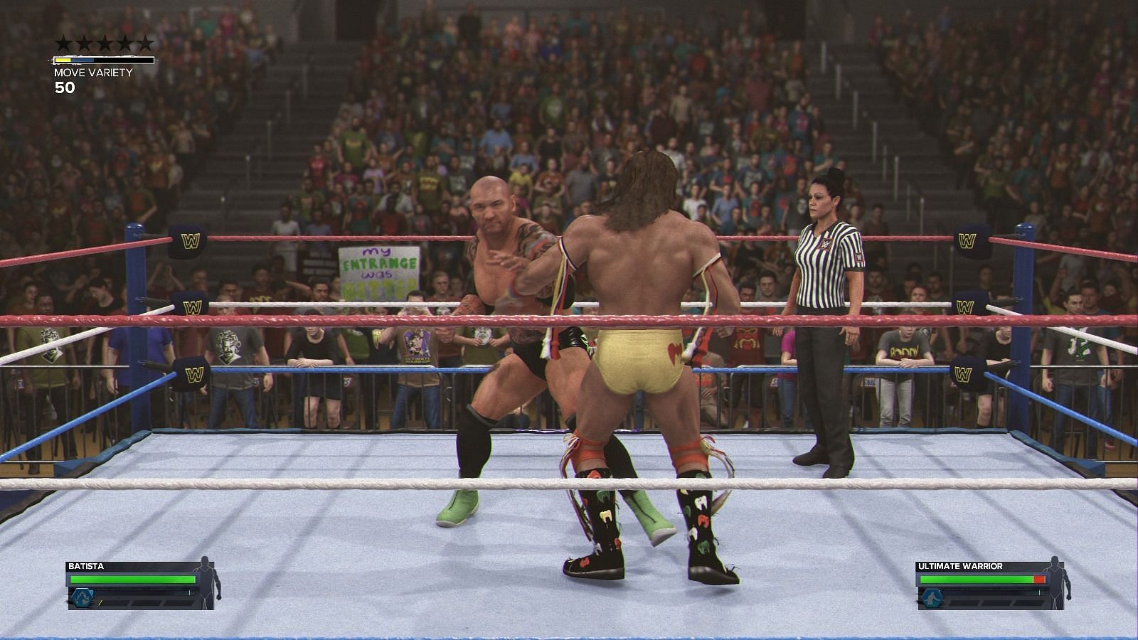 Batista vs The Ultimate Warrior in 2K24 (Image via WWE 2K24/2K Games)
