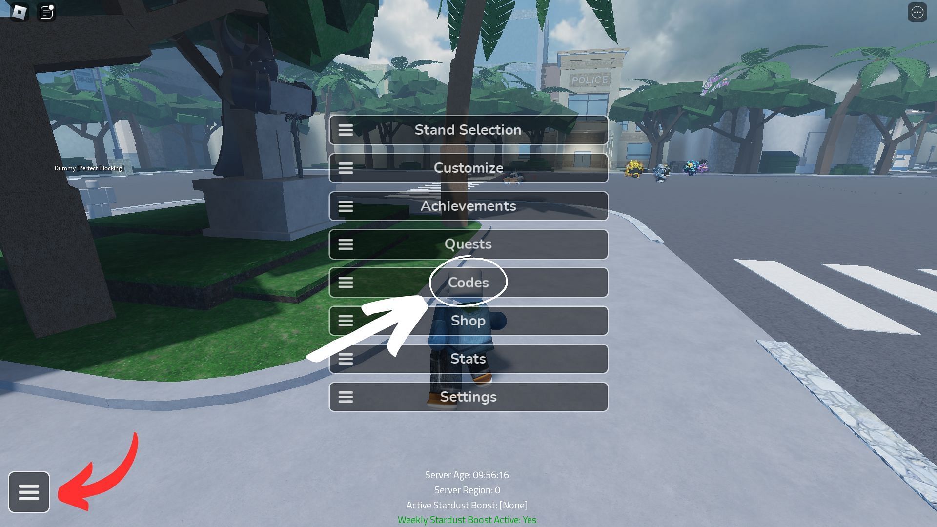 How to redeem codes for Stardust Odyssey (Image via Roblox and Sportskeeda)