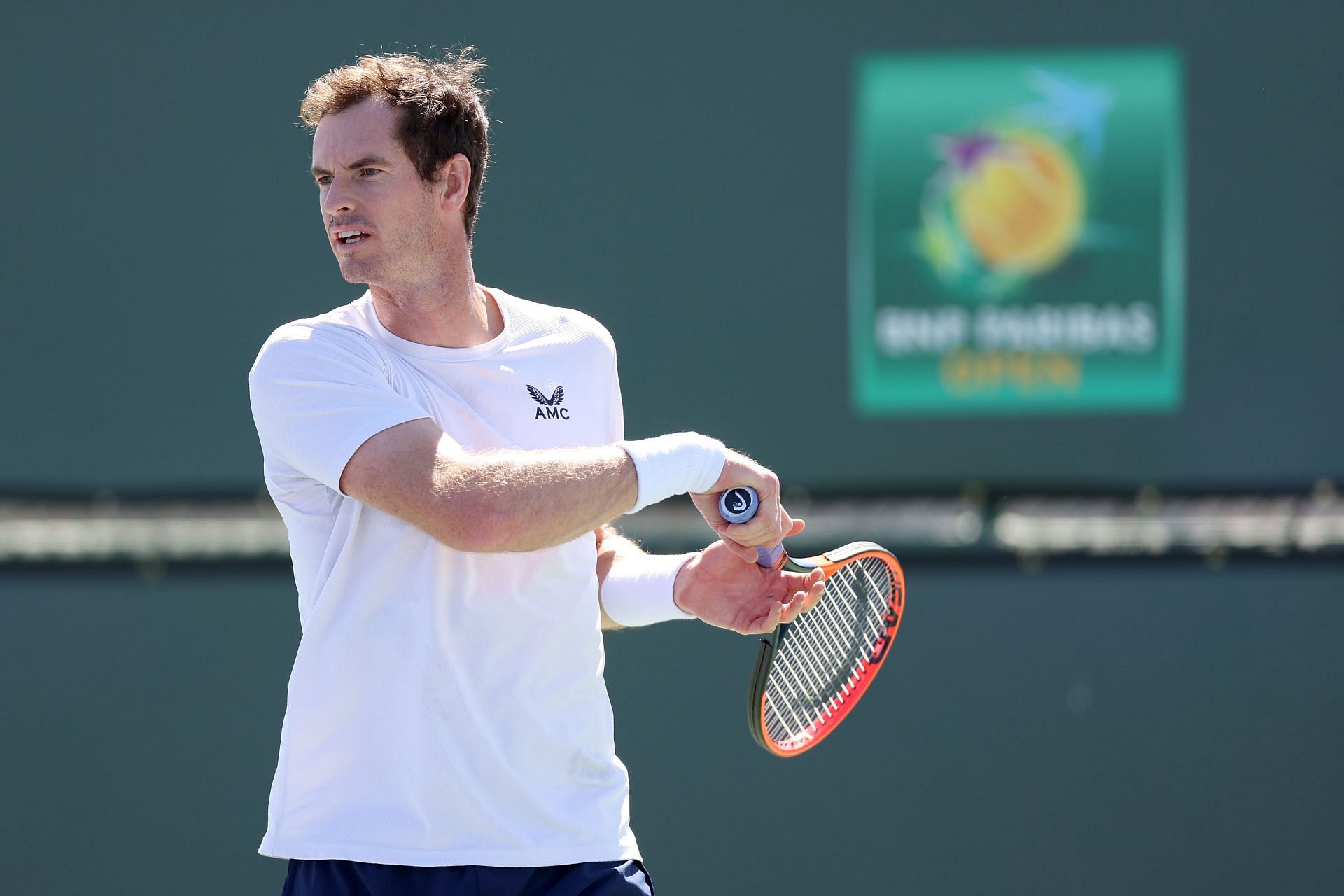 Andy Murray practicing at the Indian Wells Tennis Garden